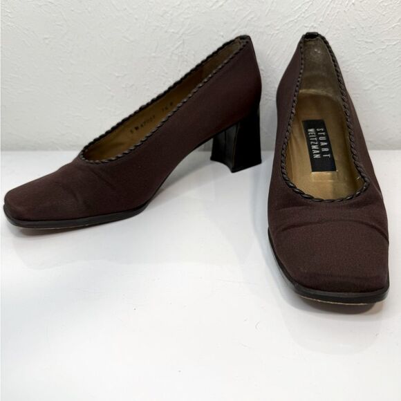 STUART WEITZMAN Chocolate Square Toe Heels, Size 7.5 - Picture 8 of 8